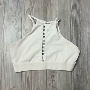 Nike White High Neck Sports Bra